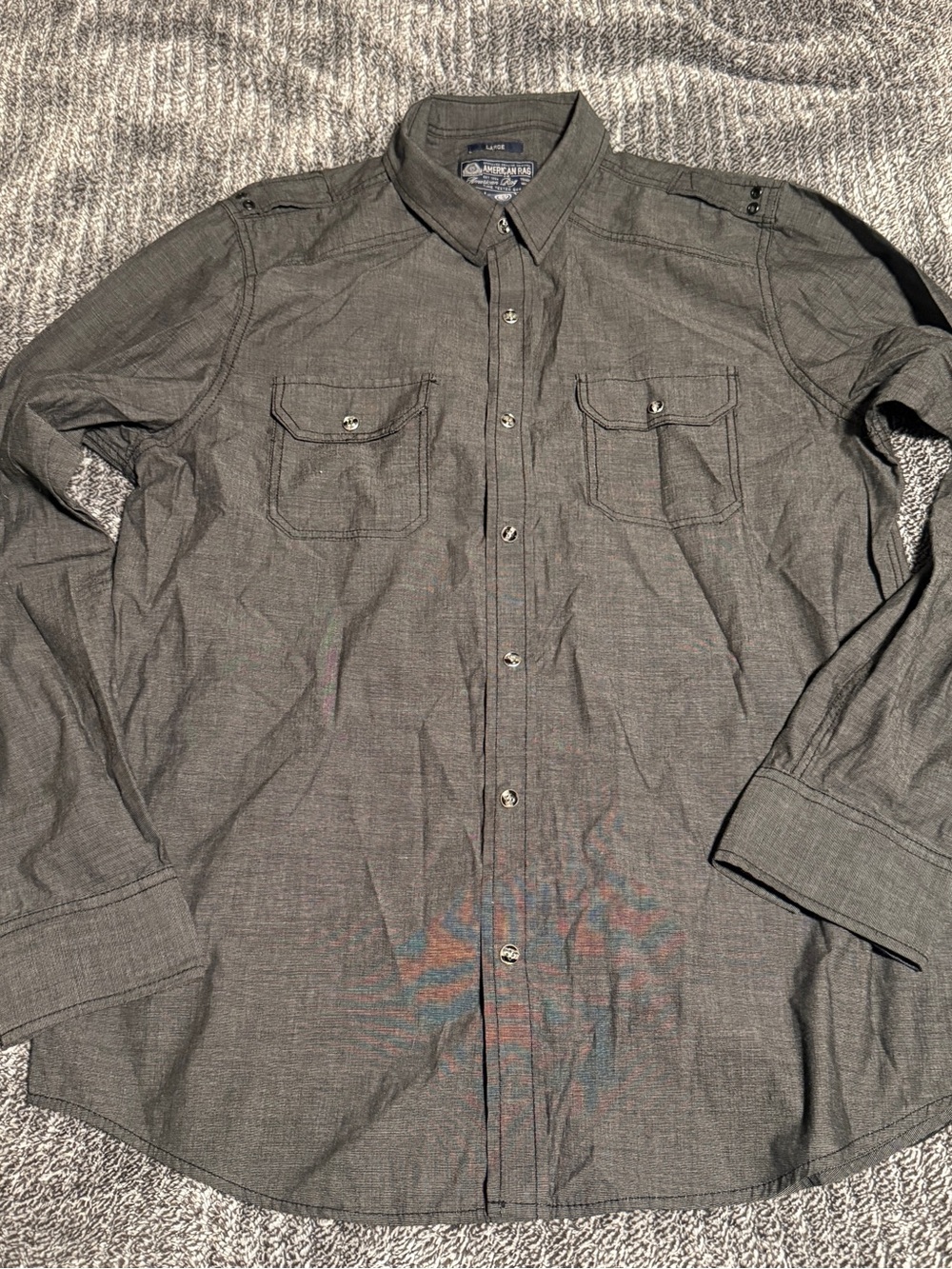 American Rag Dark Gray Pinstripe Button-Up Shirt